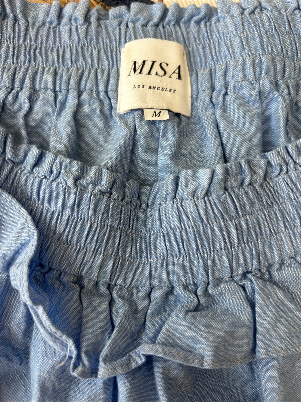 Misa Chambray Masha Smocked Dress M